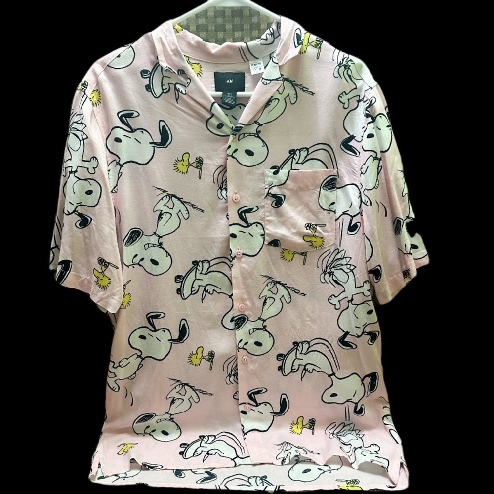 H&M Pink Snoopy Men's Shirt S